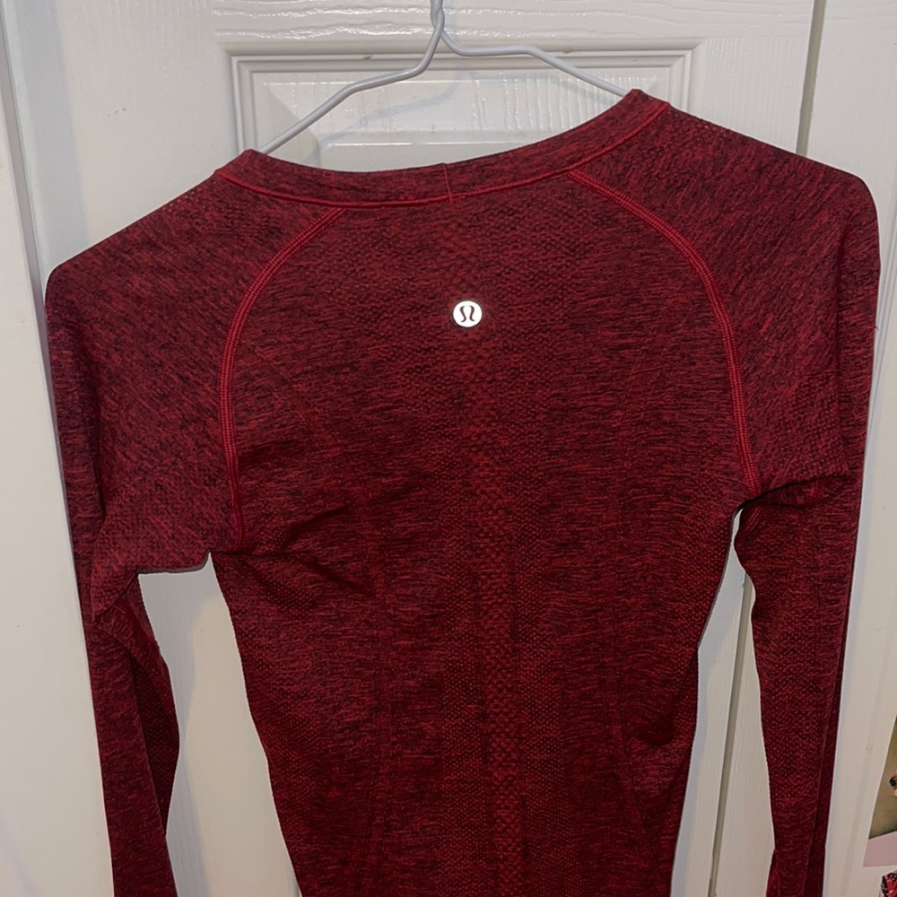 Red lululemon swiftly tech long sleeve